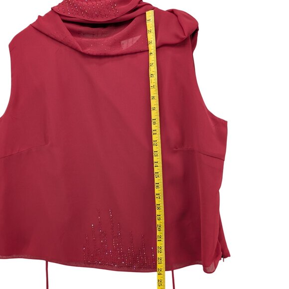 Alfred Angelo Chiffon 2 Pc Formal Outfit Red Evening Overlay Top Skirt Size 2X - Picture 11 of 14